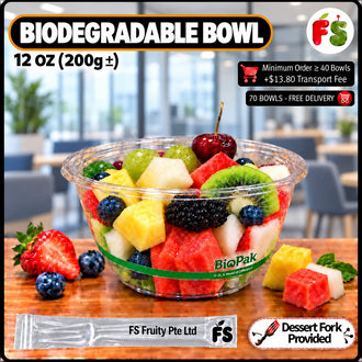 Biodegradable Bowl 12'Oz, wt:200g± (Select 3 normal fruits + 3 premium fruits)