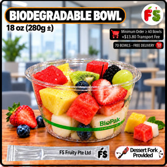 Biodegradable Bowl 18'Oz, Wt 280g± (Select 4 normal fruits + 3 premium fruits)