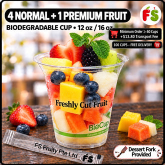 Biodegradable Cup, , 4 Normal + 1 premium fruits