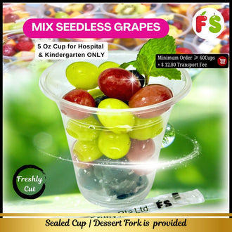 Mix Seedless Grapes 5'oz Cup, 100gm
Applicable for Kindergarten & Hospital ONLY