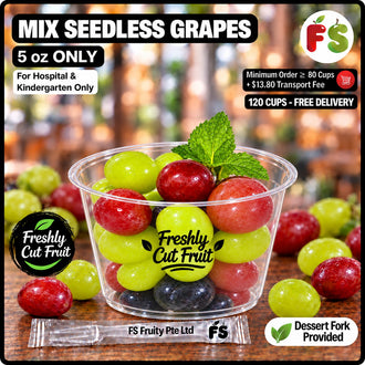 Mix Seedless Grapes 5'oz Cup, Wt:100g ±
Applicable for Kindergarten & Hospital ONLY