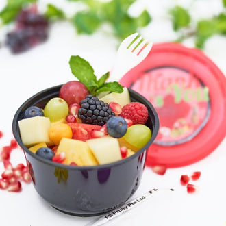 Assorted Cut Fruit , 24'Oz Bowl,6 fruits+Berries+1 topping ,Wt:320g+/-