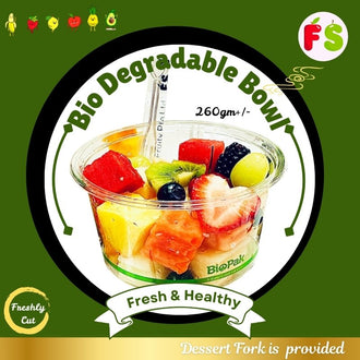 Biodegradable Bowl 16'Oz - <250 to 270gm> Choose 4 normal fruits + 3 premium fruits