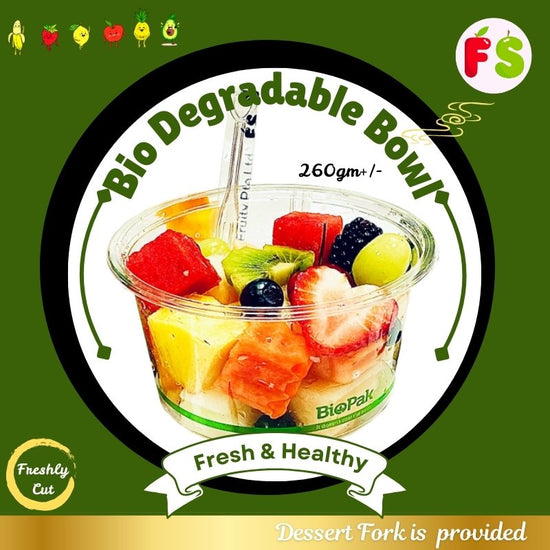 Biodegradable Bowl 16'Oz - <250 to 270gm> Choose 4 normal fruits + 3 premium fruits