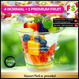 Biodegradable Cup,  , 4 Normal + 1 premium fruits