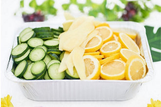 Recipe: 3 items (2 kg)
Slice Lemon / JP cucumber / Peeled Ginger SLice
Aluminium Tray 25cm x 30cm